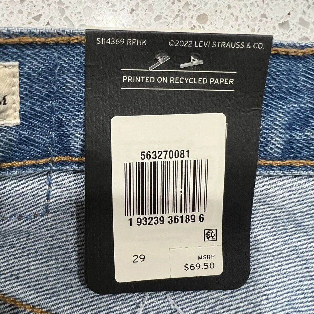 Levi's 501 Sz 29 Shorts High Rise Distressed Denim Jeans Athens Medium Wash NEW - Image 8