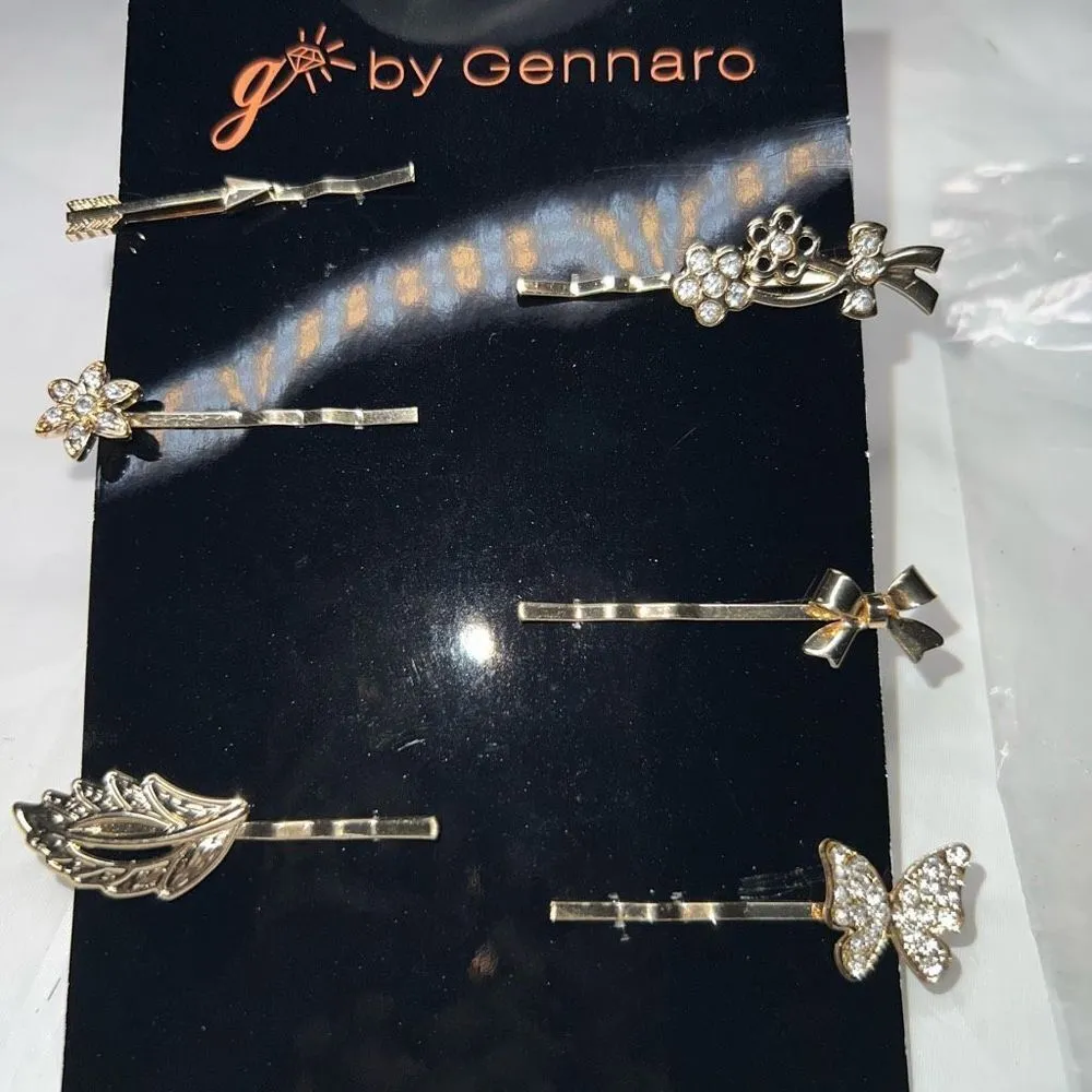 G by Gennaro Set of Six Gold Sparkle Hair Pins Gold - Image 6