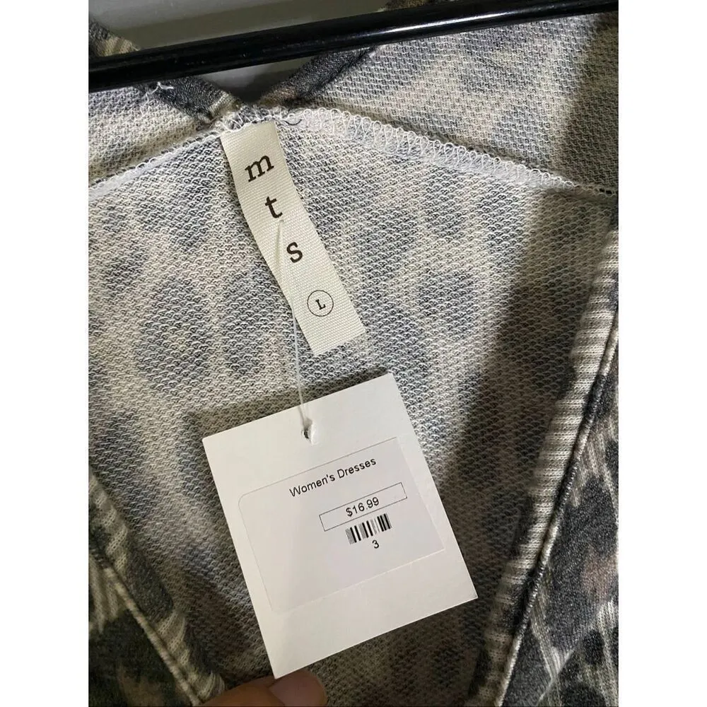 MTS Boutique Leopard Print Short Sleeve Tunic Top Size Large NWT Black - Image 4