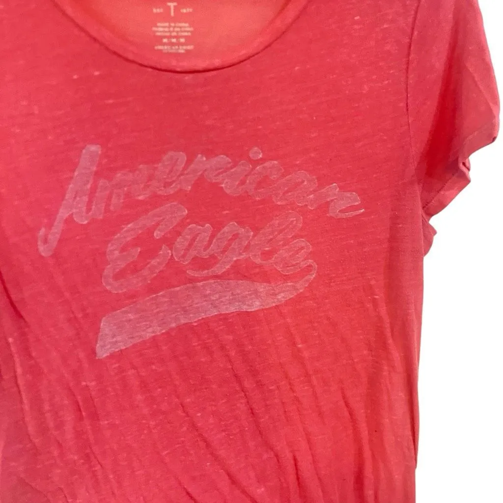 American Eagle, favorite tee medium, pink, short sleeve, thin, see-through Y2K i - Image 6