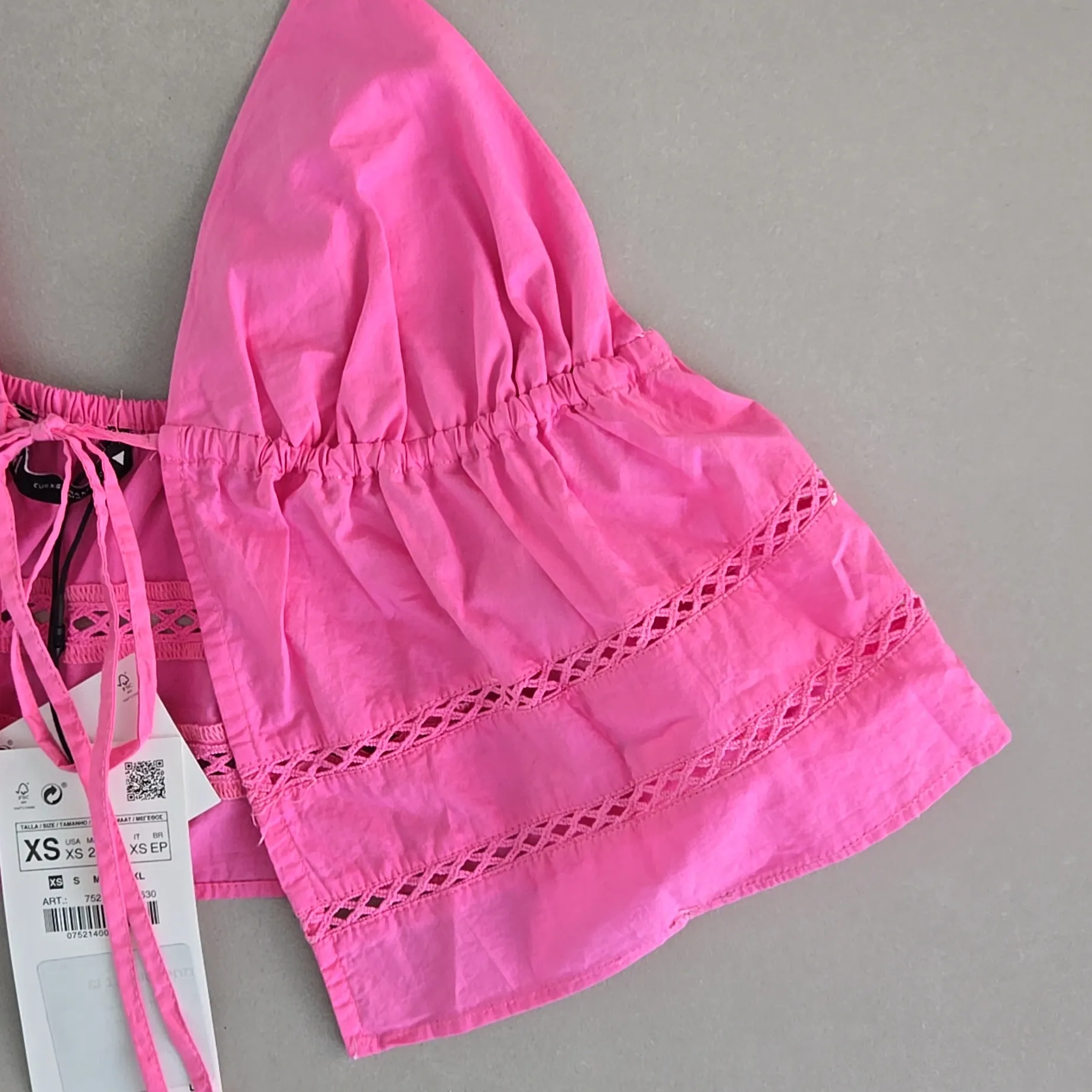 NWT! Zara Fuchsia Lace-Trimmed Top Size XS - Image 5