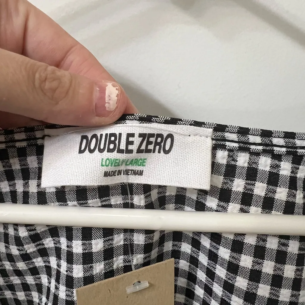 Double Zero  Black and White Checkered Blouse - Image 2