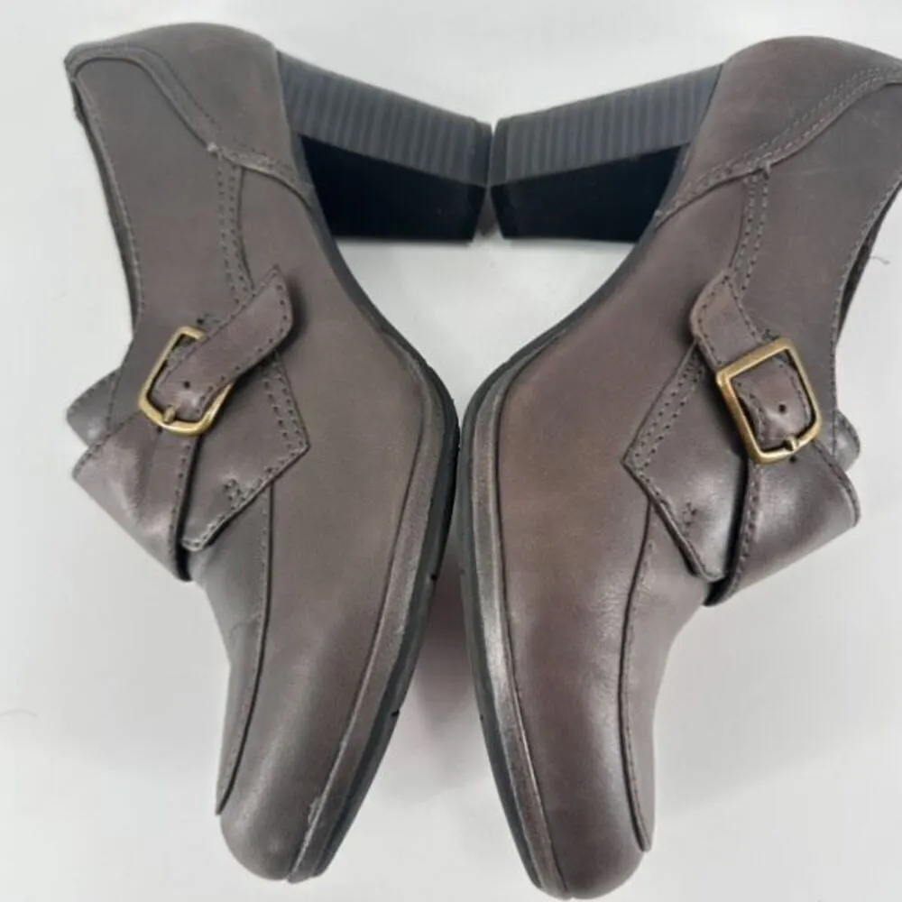 Clarks‎ Collection Women's Leather Block Heel Side Zip Pumps Heels Taupe Size 8M - Image 6