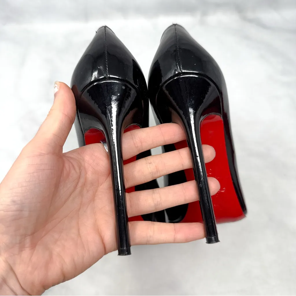 Christian Louboutin Pigalle 120 Patent Leather Pointed Toe Stiletto Heels Black - Image 9