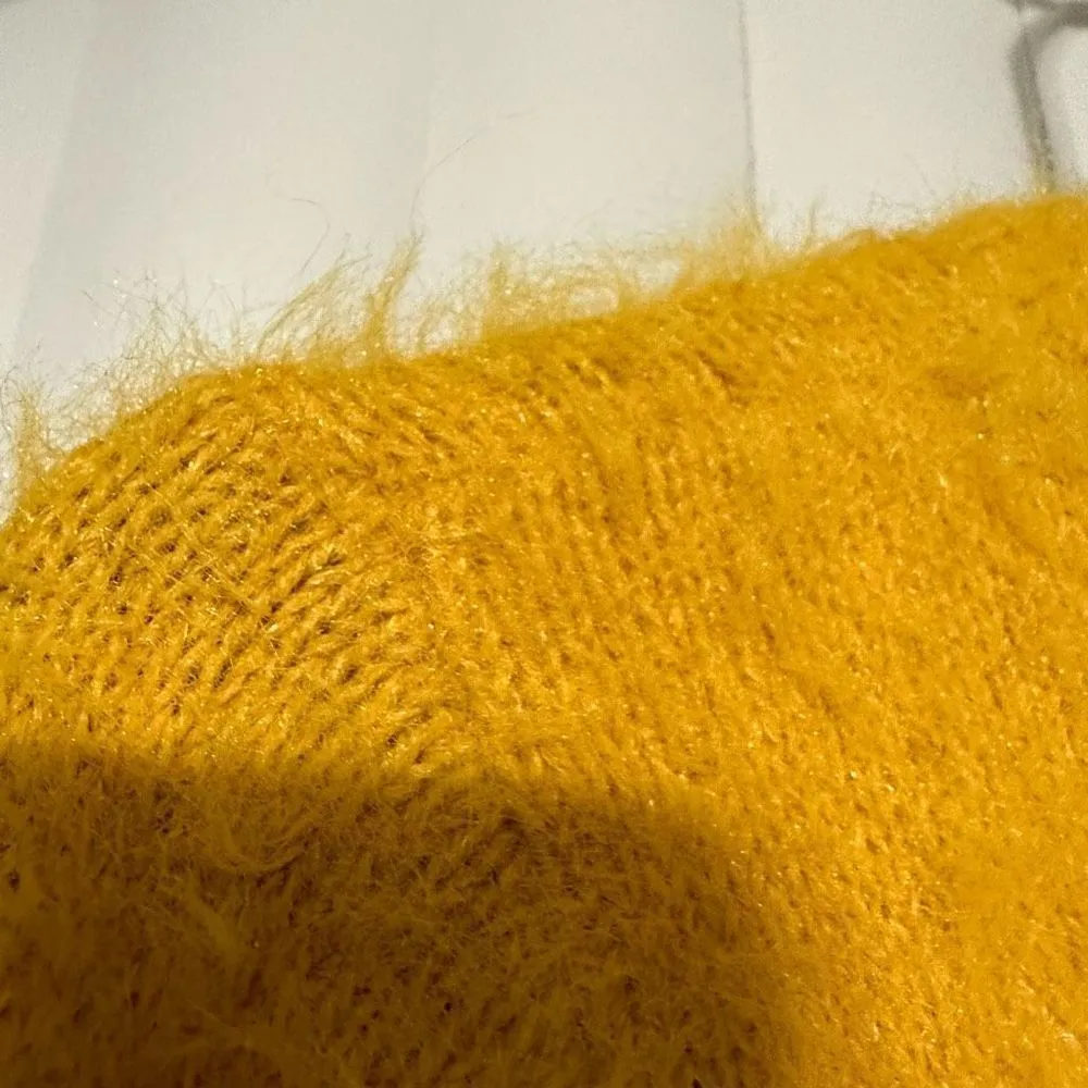 A New Day Yellow Fuzzy Super Soft Crew Neck Sweater. A New Day Yellow Fuzzy Supe - Image 9