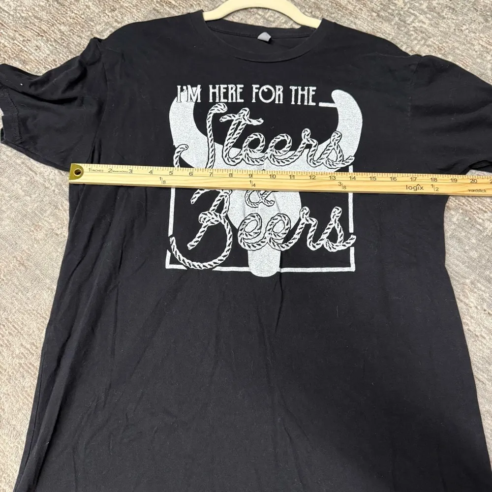 Next Level Custom Black Graphic Tee with Steers and Beers Design Cowboy - Image 6