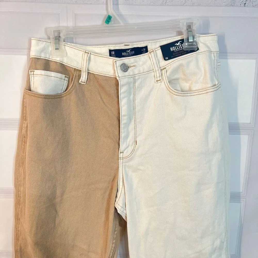 Hollister NWT 2 tone ULTRA HIGH-RISE MOM PANTS size 30 - Image 3