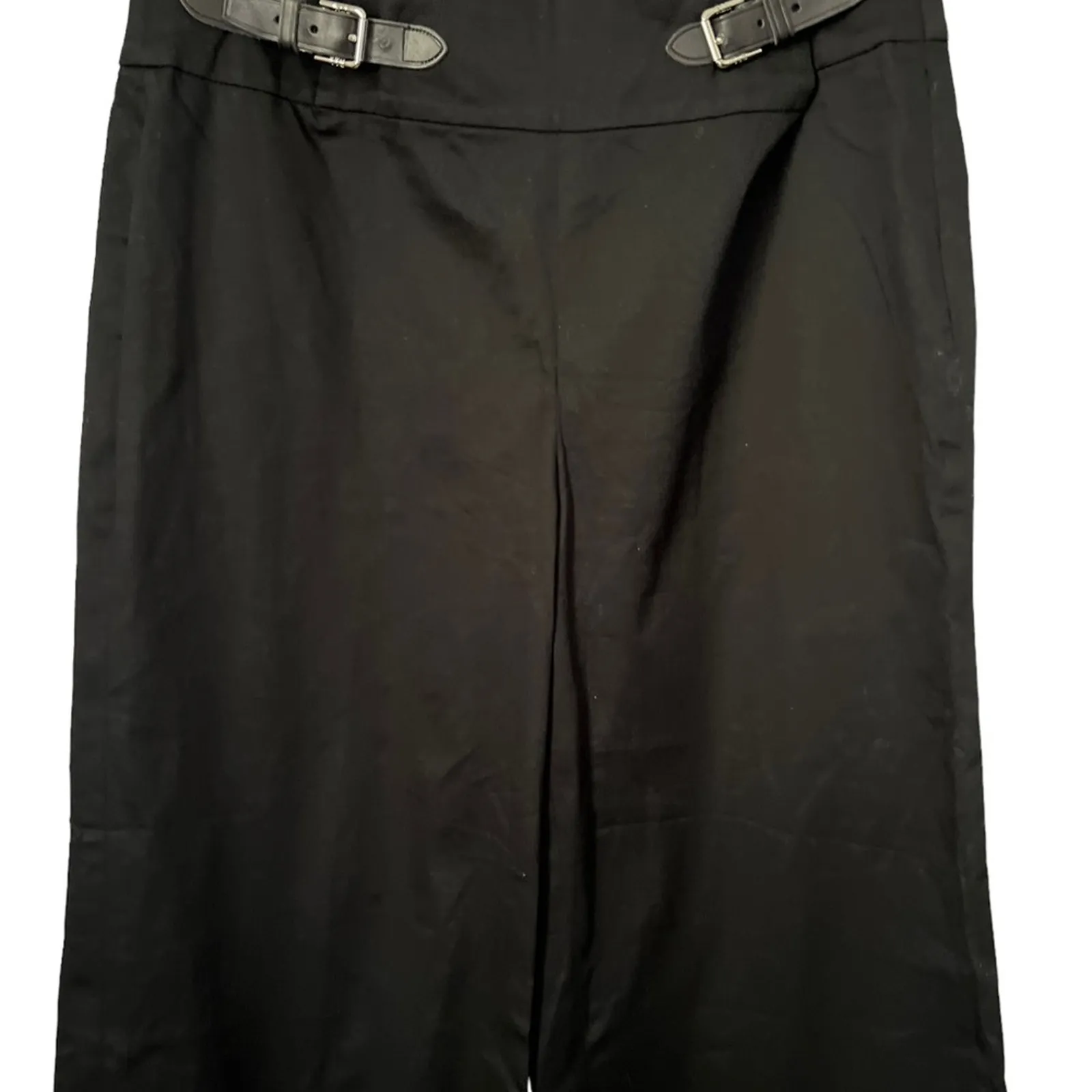 Lauren Ralph Lauren Black Double Belted Cropped Wide Leg Pants Size 10P - Image 3
