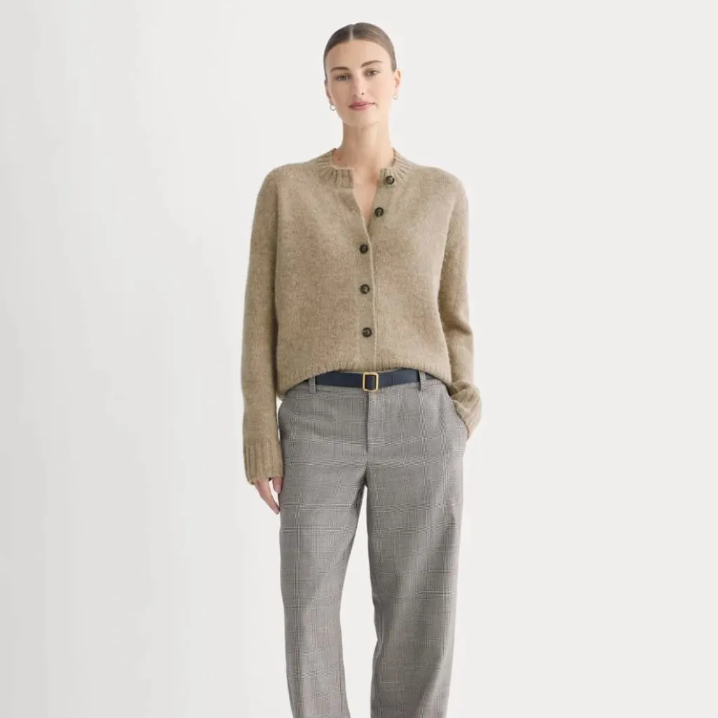 Everlane The Crew Cardigan in Alpaca in Dark Heathered Camel, Size Medium - Image 2