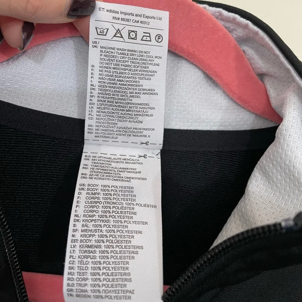 Adidas Black W/ White Stripe Full Zip Track Jacket ~ Activewear~ Size Small - Image 10