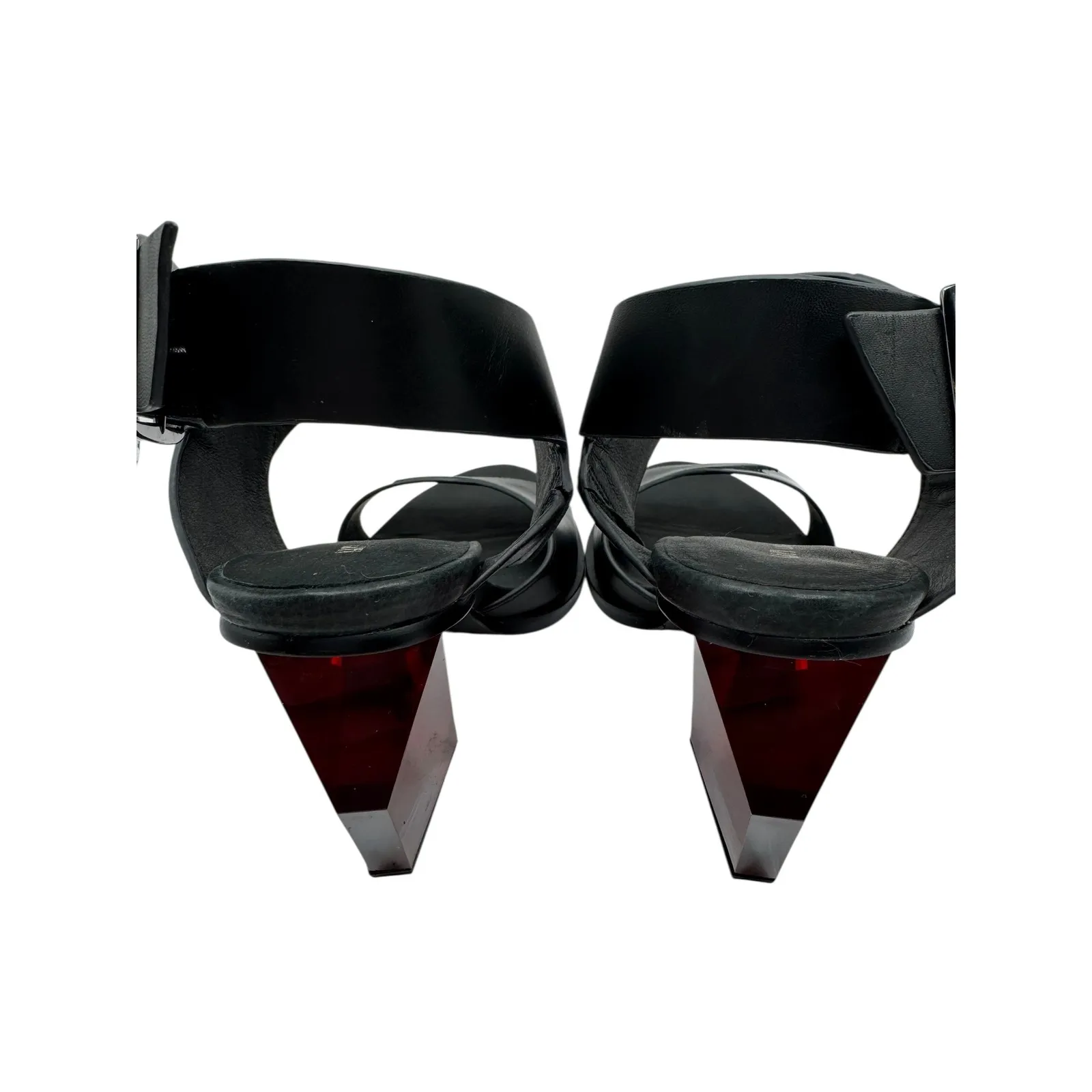 United Nude Shoes Women 9 Black Delta Run Patent Leather Red Gem Block Heel - Image 8