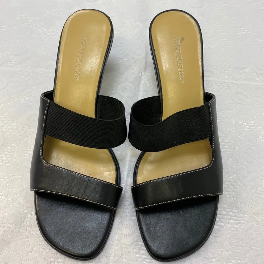 Worthington Black Slip On Double Strap Sandals. - Image 3