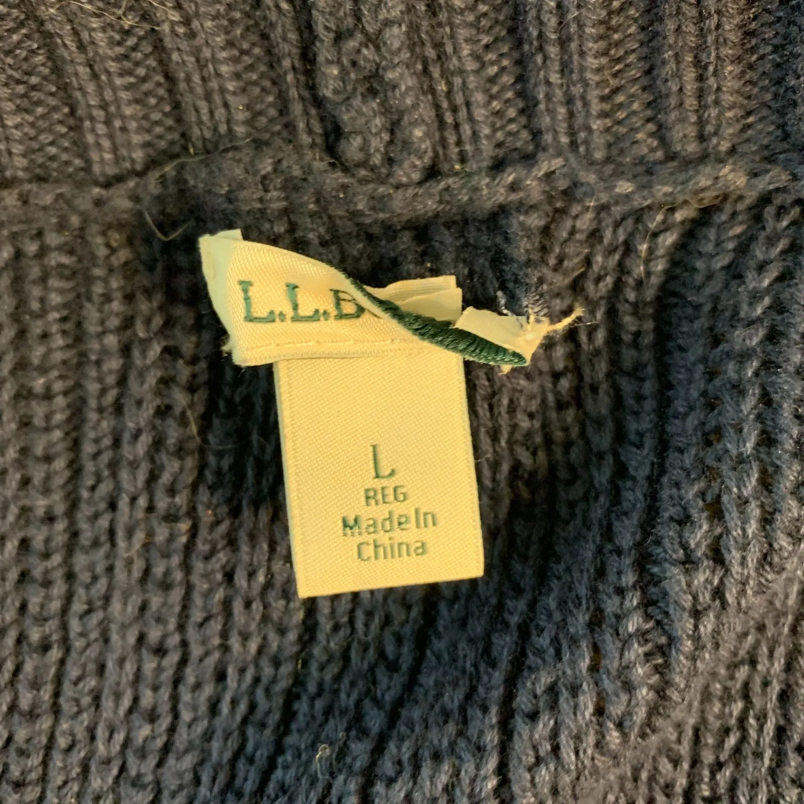 LLBean Navy Blue Ribbed Knit Open Front Cardigan Sweater Women Large Nautical - Image 6