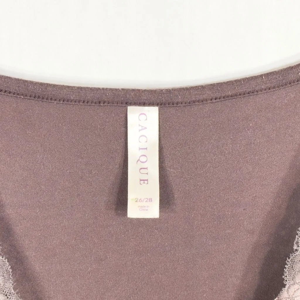 Cacique Plus Size‎ 26 28 Nightgown Sleep Pajamas Mini Brown Dusty Pink Lace 1677 - Image 7