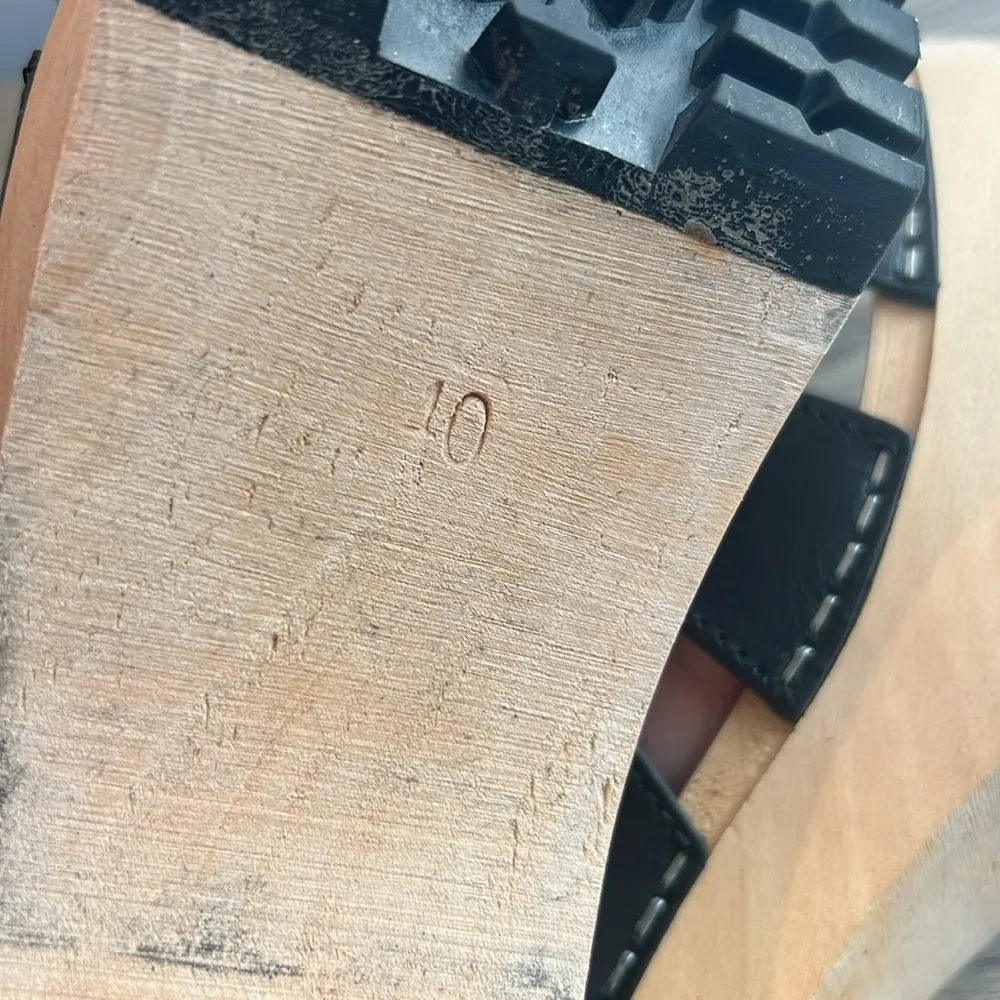 Swedish Hasbeens Wooden Strappy Leather Velcro Slip - Image 11