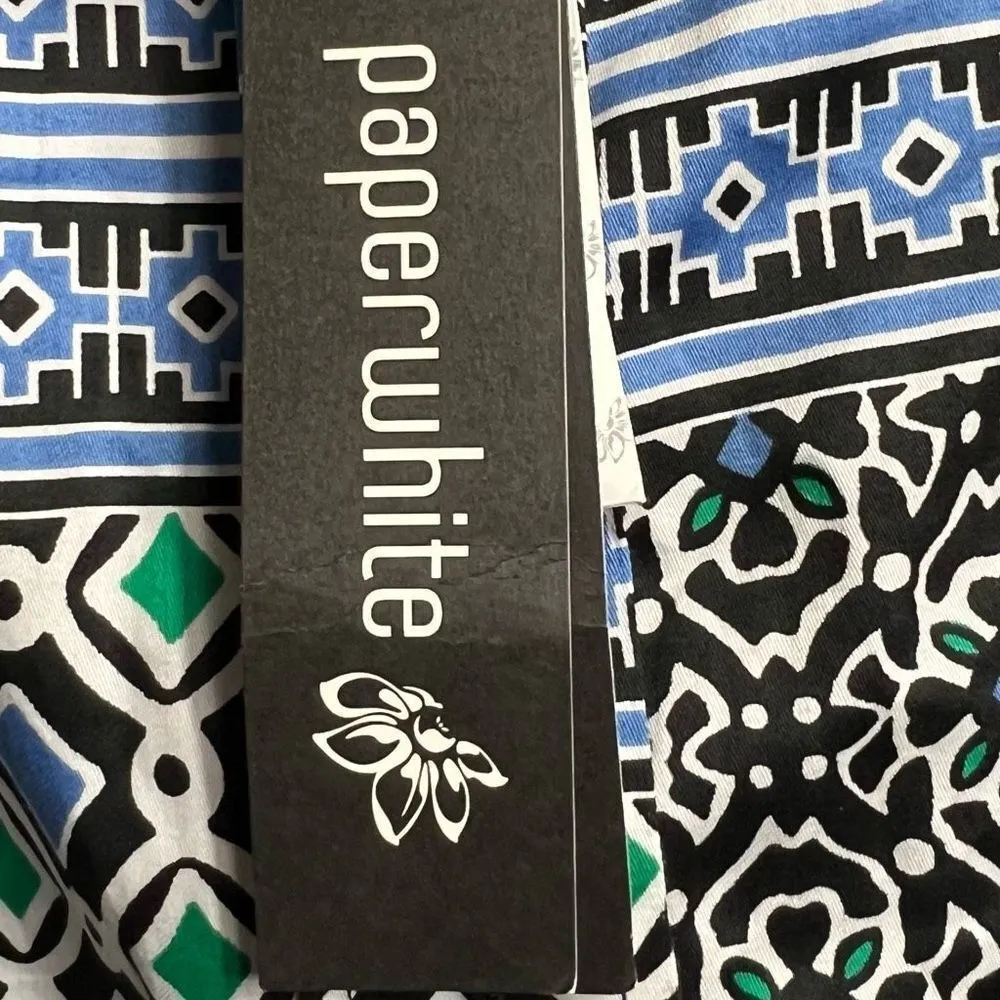 Paperwhite Made in Italy Geometric Print Button Down Collar Shirt Size 10 - Image 5