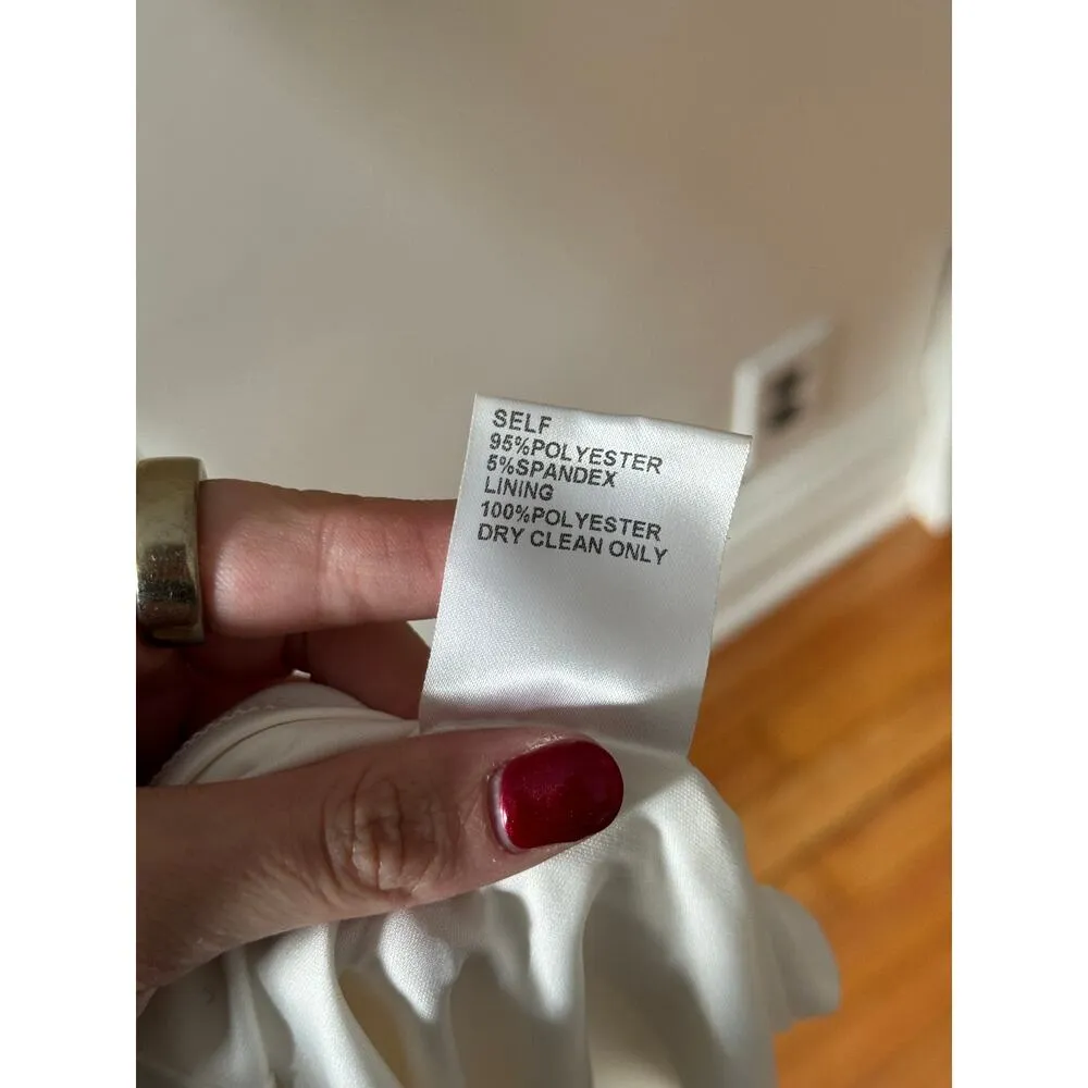 TADASHI SHOJI Parmer White Bow Midi Length Crepe Wedding Dress Size Small - Image 8