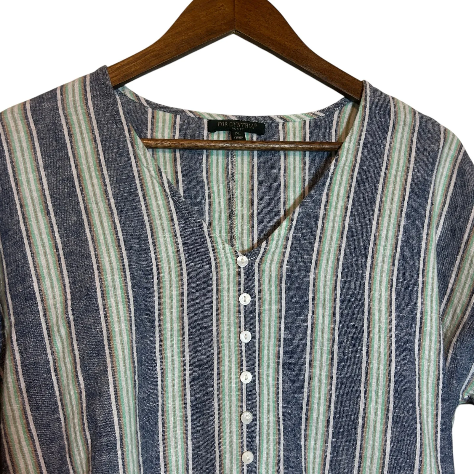 For Cynthia Women Crop Top PL Colorful Striped‎ Tie Front Coastal Beachy Summer - Image 8