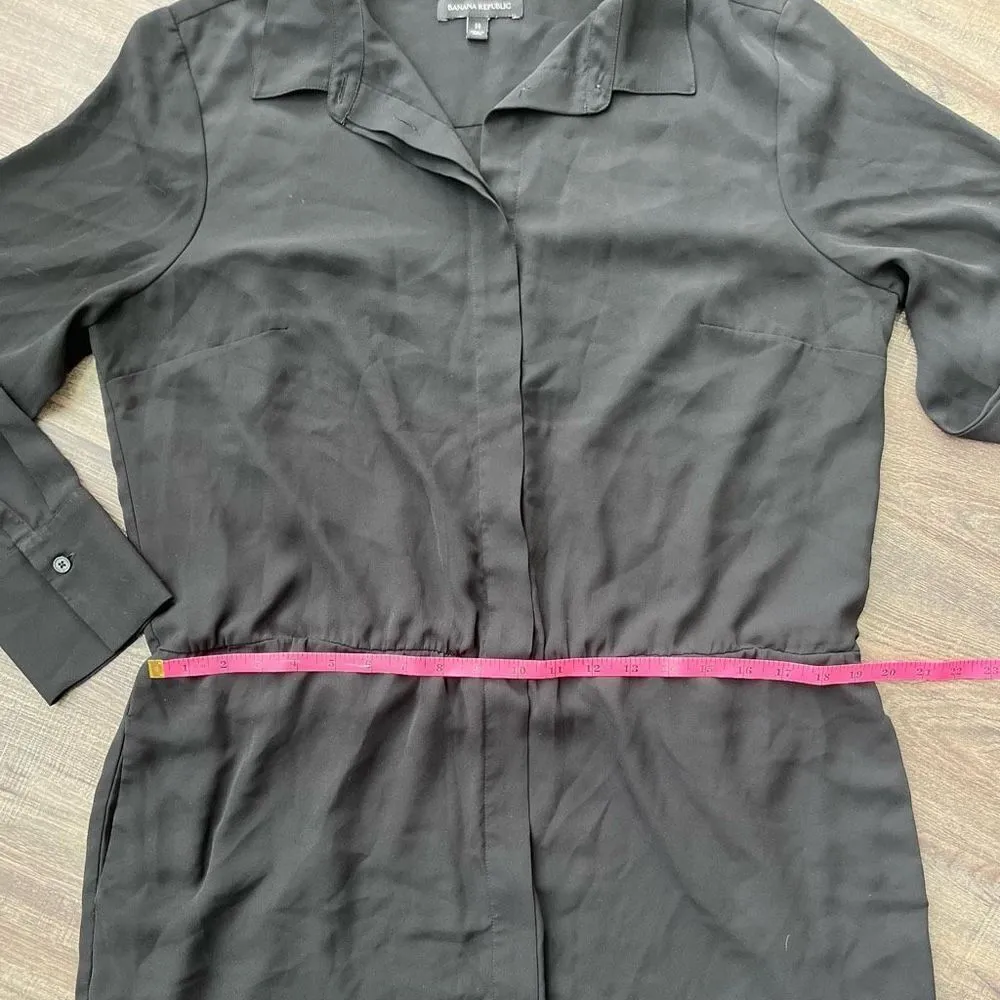 Banana Republic Black Long Sleeve Button Front Chiffon Shirt Dress Sz 14 Women’s - Image 7