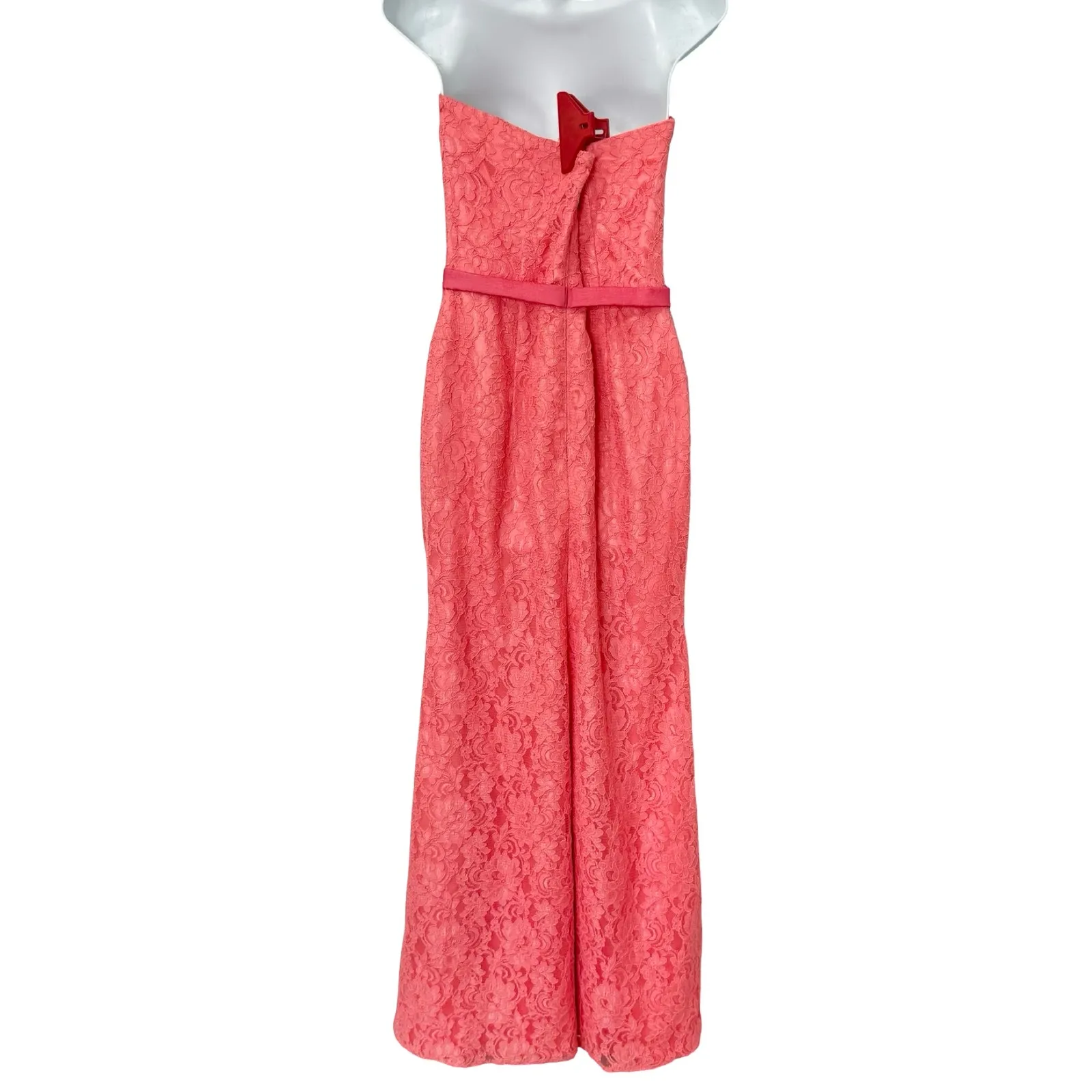 Vintage Jessica McClintock Pink Floral Lace Strapless Mermaid Maxi Dress size 10 - Image 6