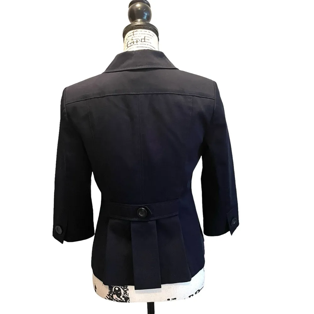 Ann Taylor Petite Blazer Jacket Navy Blue Size 4P 3/4 sleeves Nautical Business - Image 4
