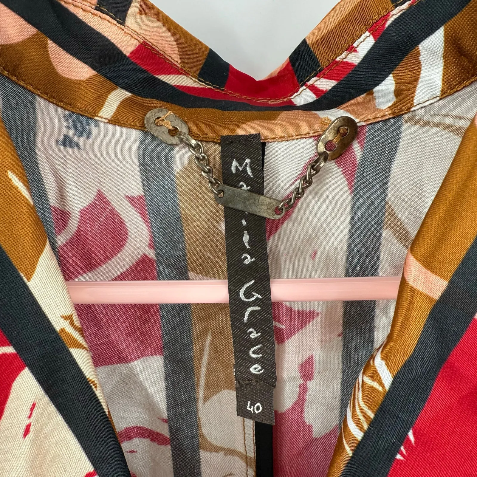 Manila Grace Blazer SZ 40 (US 2/4) Jacket Lightweight Made In Italy Art To Wear Red - Image 4