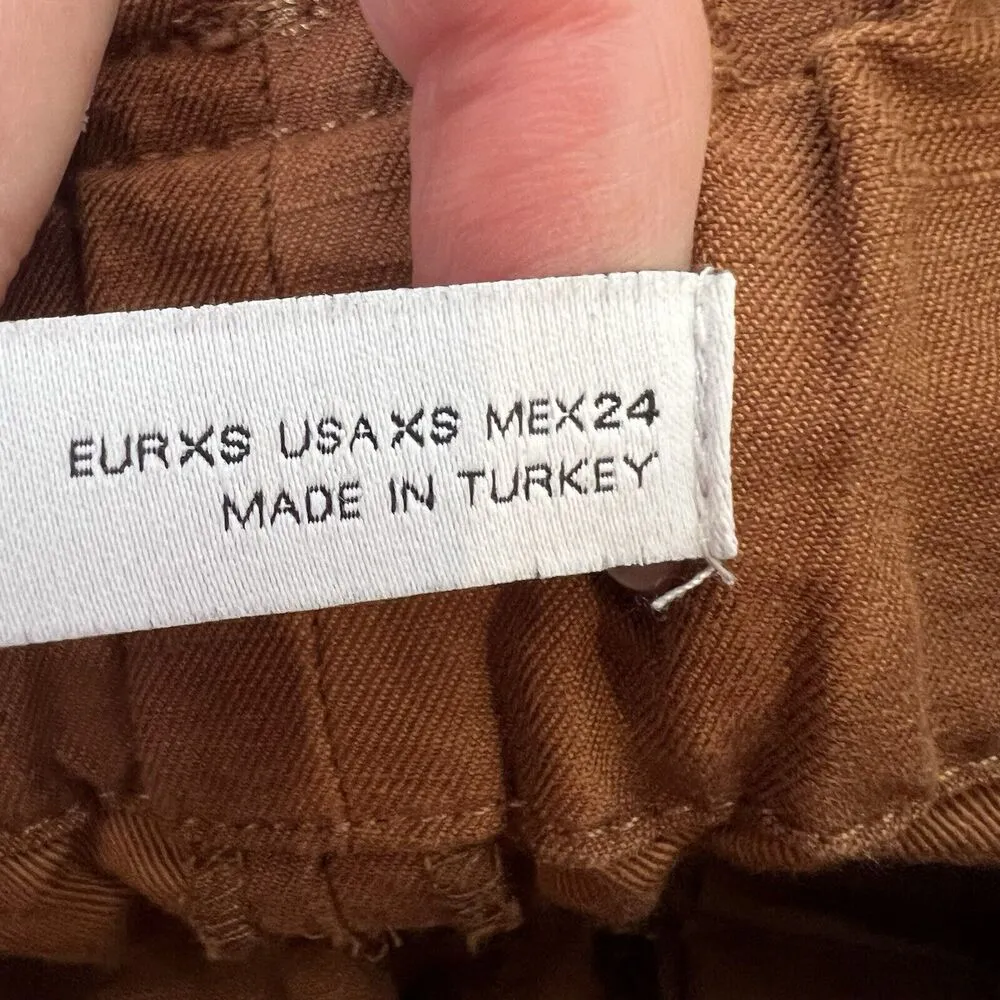 Zara Size XS Trouser Pants High Waist Darted Pleated Linen Blend Crop NO BELT - Image 10