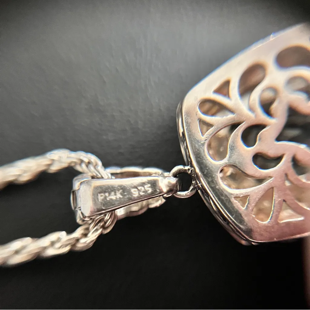 EAS Sterling Silver & 14kt Yellow Gold Cushion Cut Green Amethyst Necklace, 18” - Image 7