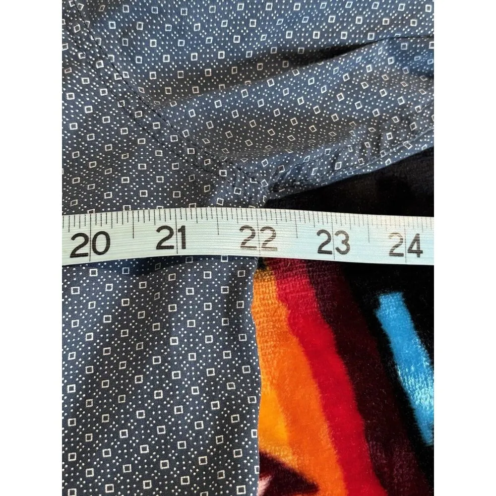 London Fog Blue/White Geo Print Button Up Long Sleeve‎ Shirt Size XL Cotton - Image 6