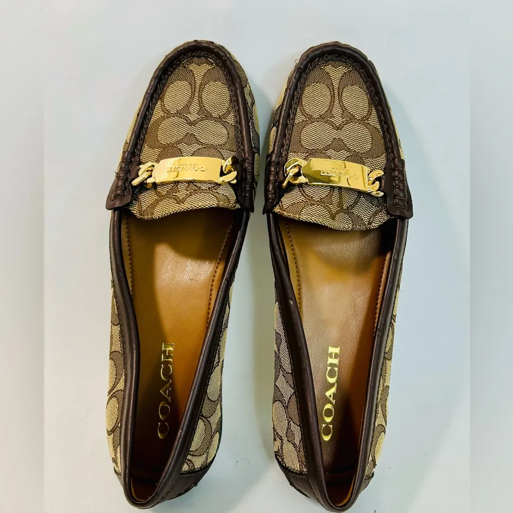 Coach “Olive” Signature Brown Driving Moccasin Loafer, Jacquard Canvas, size 8.5 - Image 3