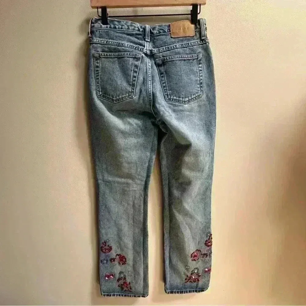 Vintage Limited Too Jeans USA Beaded Floral Boho Bootcut Jeans Women’s 6R Y2K - Image 7