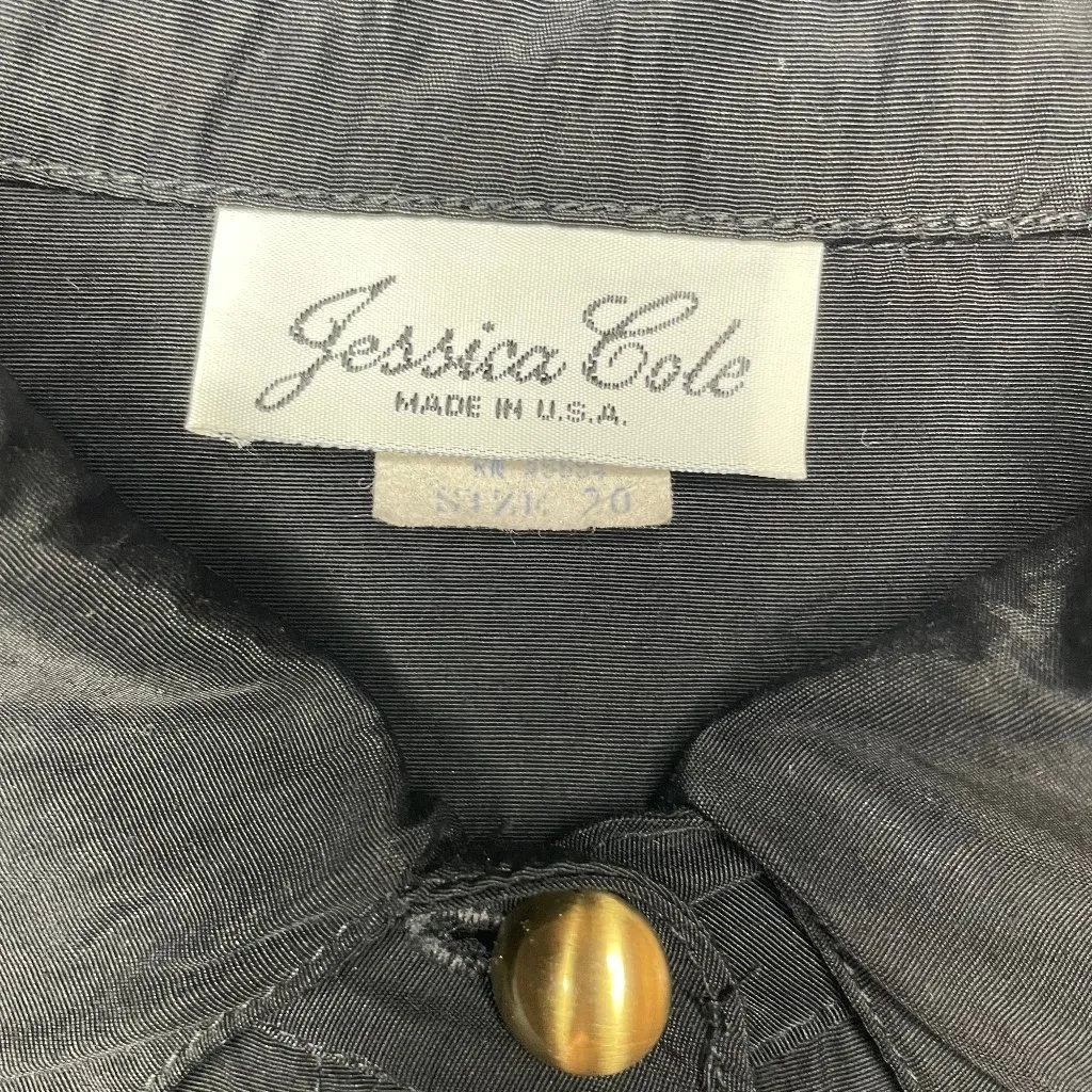 Vintage Jessica Cole Black Shirt Dress Gold Tassel Buttons Acetate Rayon Size 20 - Image 6