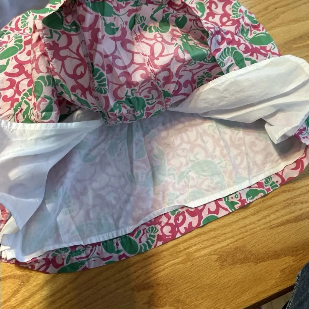 L.L. Bean Lobster Crab Womens Slit Skirt Size 10 Reg Cotton Preppy Pockets Pink - Image 4