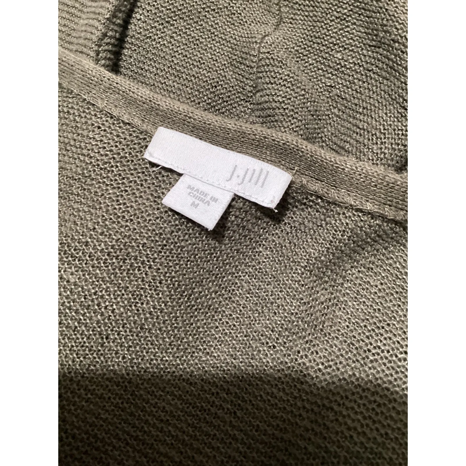 JJill Olive Green Lightweight Knit Open Front Cardigan Sweater Women's Medium - Image 4