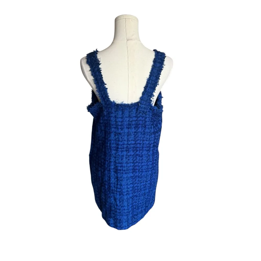 Zara - NWT Blue Tweed Jeweled Mini Dress Pinafore Sz XL - Image 5