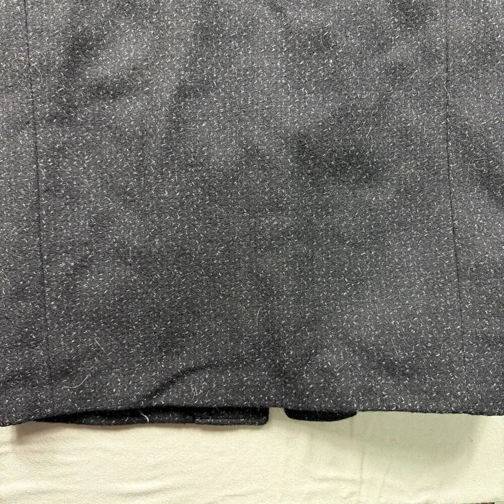 Vintage Hunters Run Wool Peacoat Women 12 Midi Black Leather Trim Winter Coat - Image 16