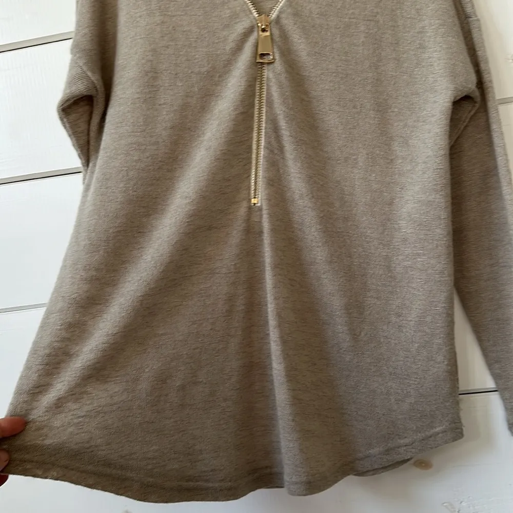 Soft Surroundings Valentina Zip Sweater Stone M - Image 4