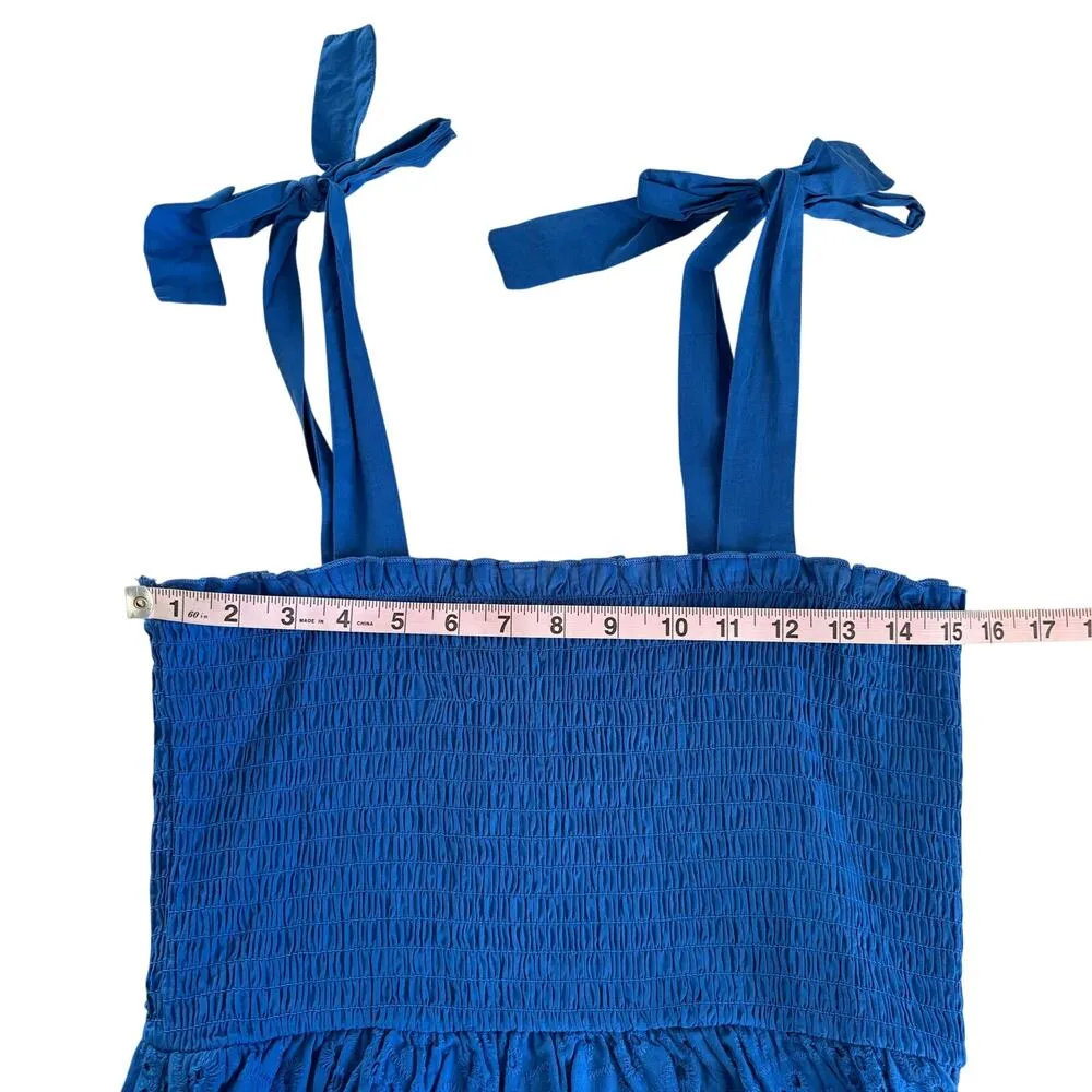 Blue Rain x Francesca’s Loretta Cobalt Blue Tie Strap Eyelet Mini Dress Large - Image 4