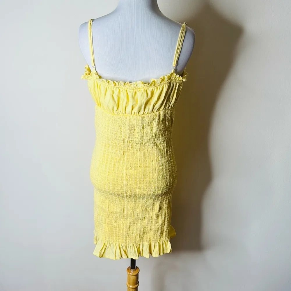 Revamped Yellow Smocked Ruffled Mini Sundress - Image 6