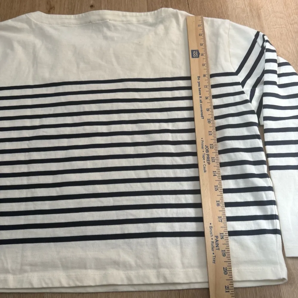 J. Crew long‎ sleeve Tee White and Blue Navy Nautical Stripes Mariner cloth - Image 8