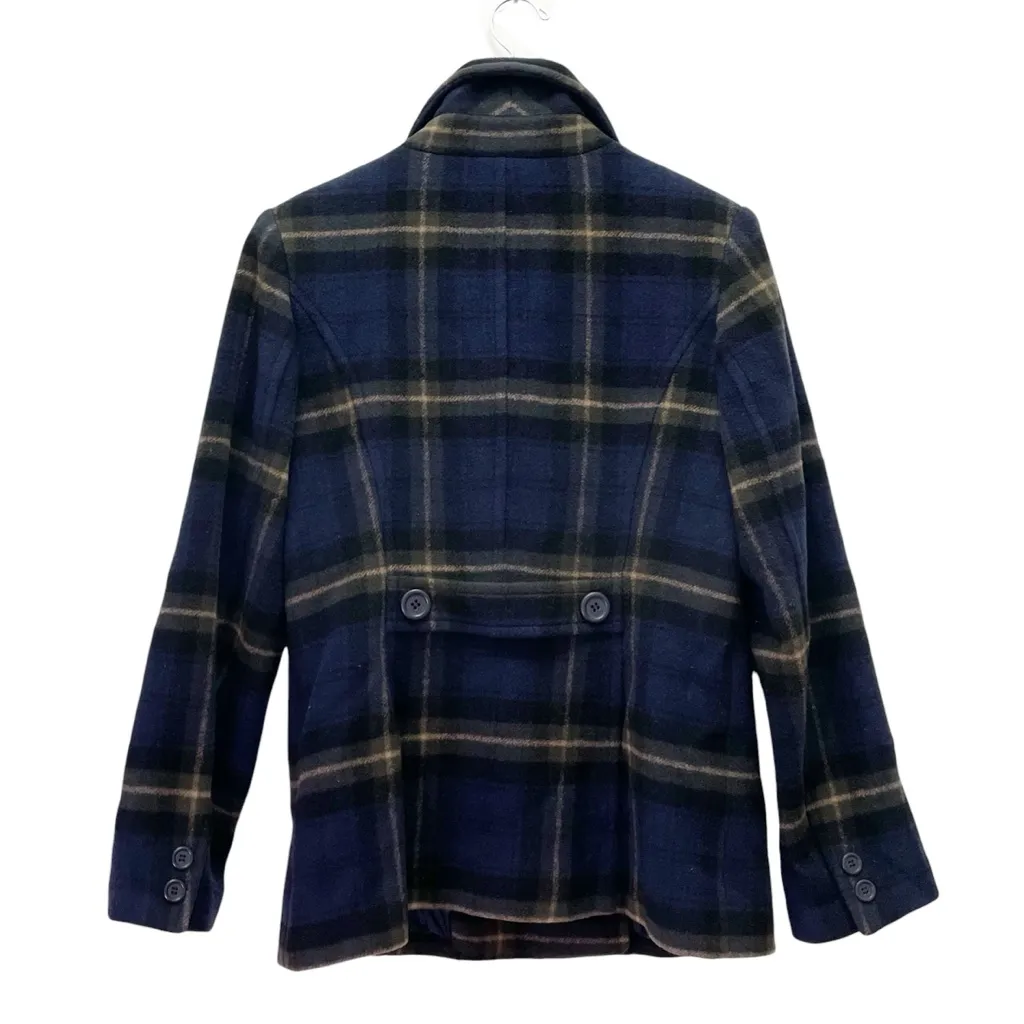 Chadwick’s Wool Peacoat Size 10 Navy Plaid Double Breasted Jacket Winter Vintage - Image 4