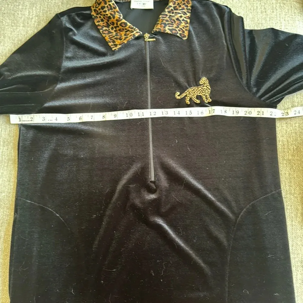 Vintage Amanda Stewart intimates animal print leopard cheetah house robe velour Black Size undefined - Image 11