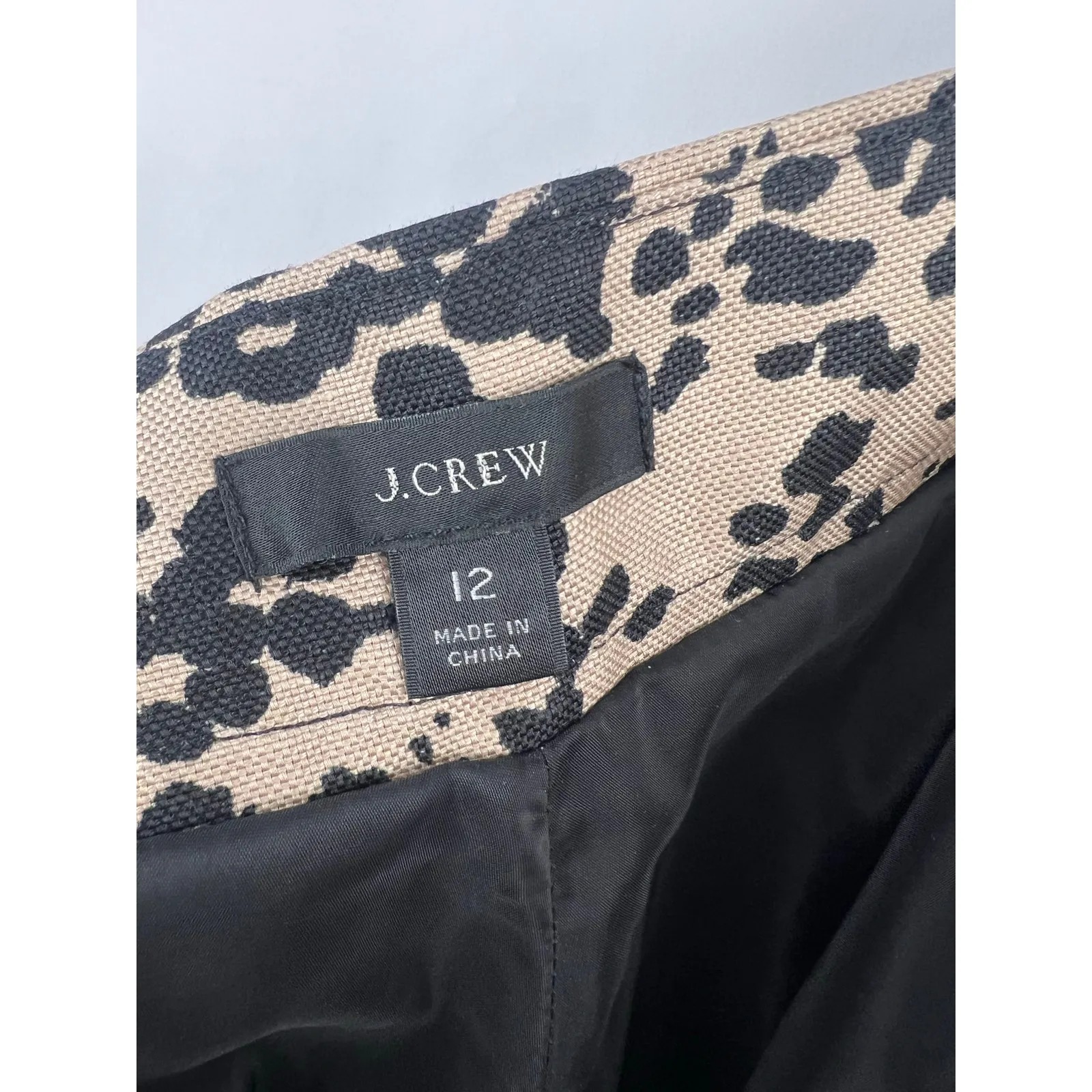 J.Crew Linen Lyocell Animal Print Shorts Tan Black Pink Trim High Rise Size 12 - Image 9