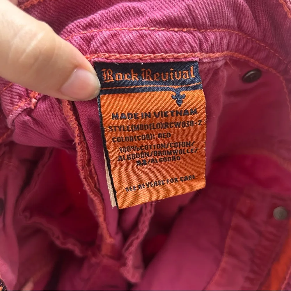 Rock Revival Red Casual Pants Relaxed Fit Cotton Capris A3 - Image 9