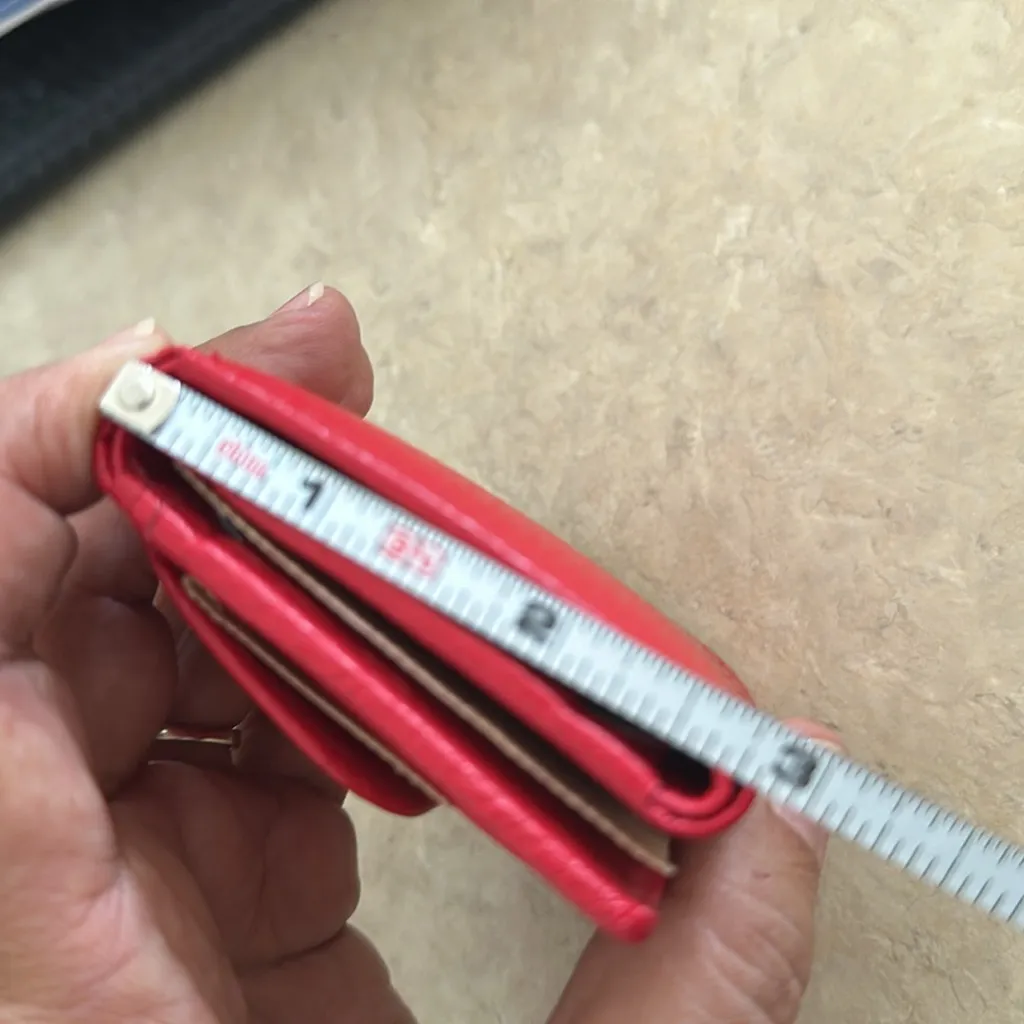 🇮🇹 Firenze Handmade Womens Grain Leather Red Mini Trifold Wallet Small - Image 8