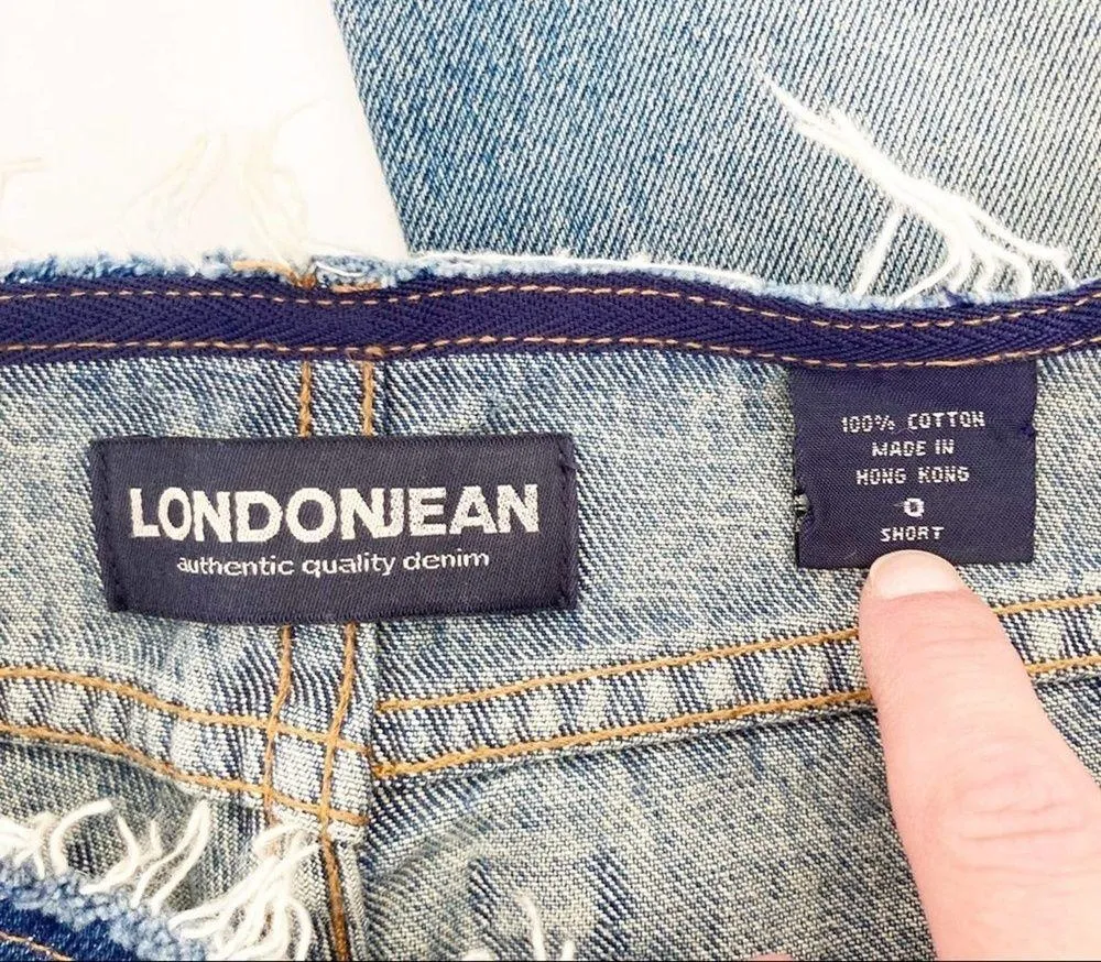 Vintage Y2K Low Rise Raw Edges Two Tone Flare Jeans Sz 0 Short - Image 6