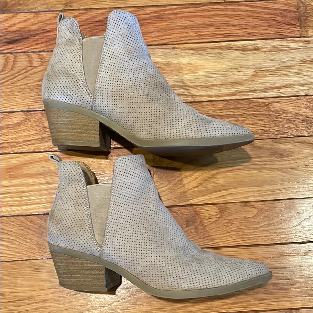 Taupe Suede Universal Thread Ankle Booties with Elastic Panels - Image 4