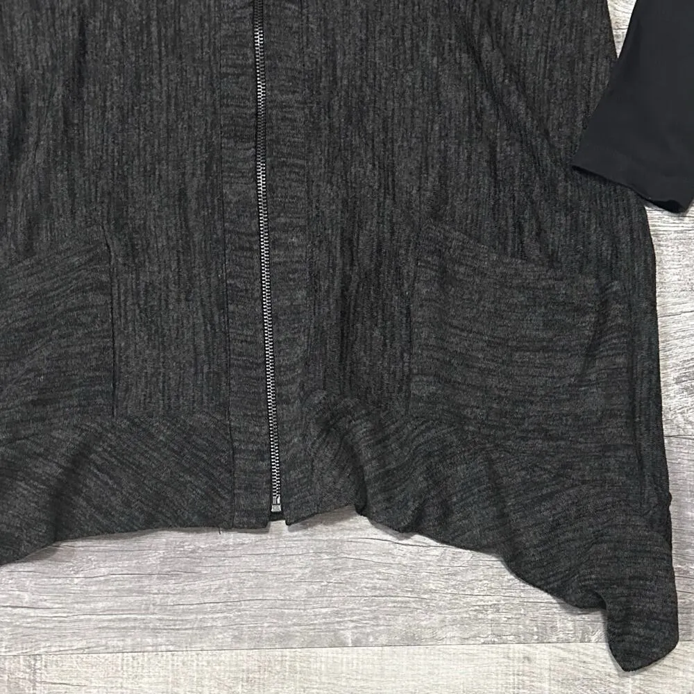 LOGO Lori Goldstein Zip Front Asymmetrical Knit Cardigan Womens XS / S Lagenlook - Image 3