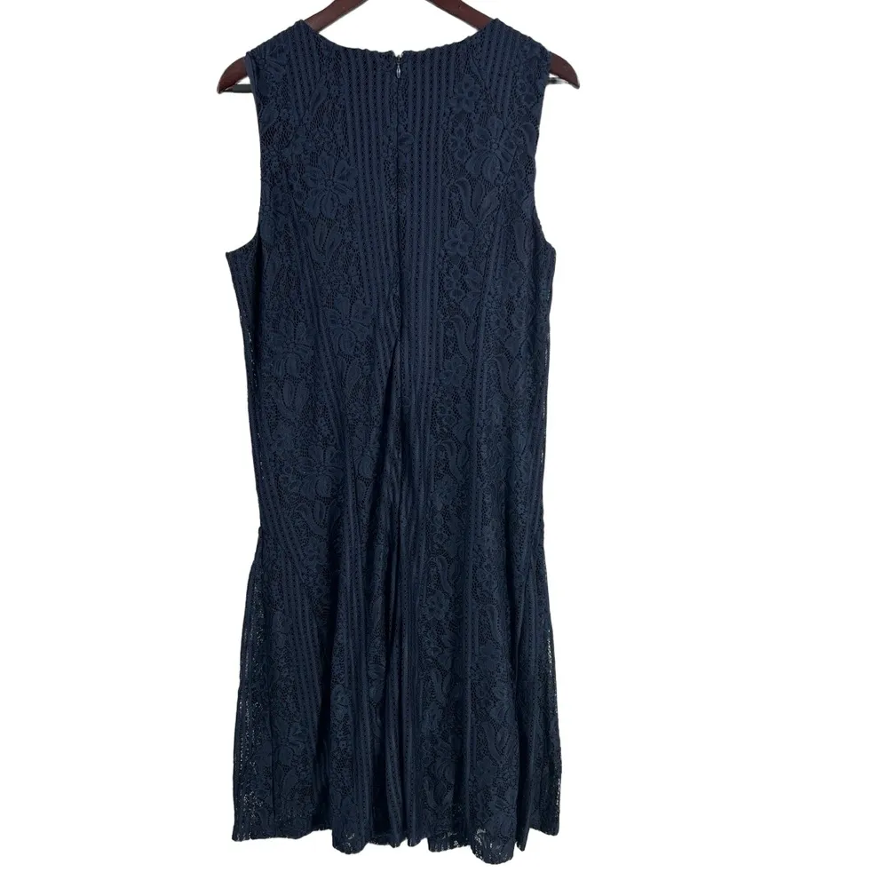 Christopher & Banks Navy Blue Lace Fit & Flare Dress XL Sleeveless Cocktail - Image 3
