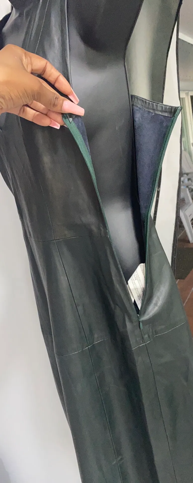 ZARA Sleeveless Black Leather Dress w/ Zipper - Image 4